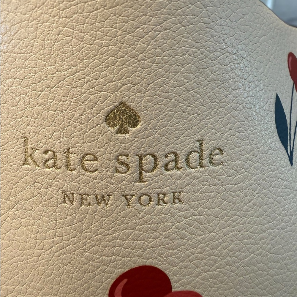 kate spade Tote and Pouch. Cherry & Ice Cream Print Reversible Red Inside NWOT - Picture 5 of 7